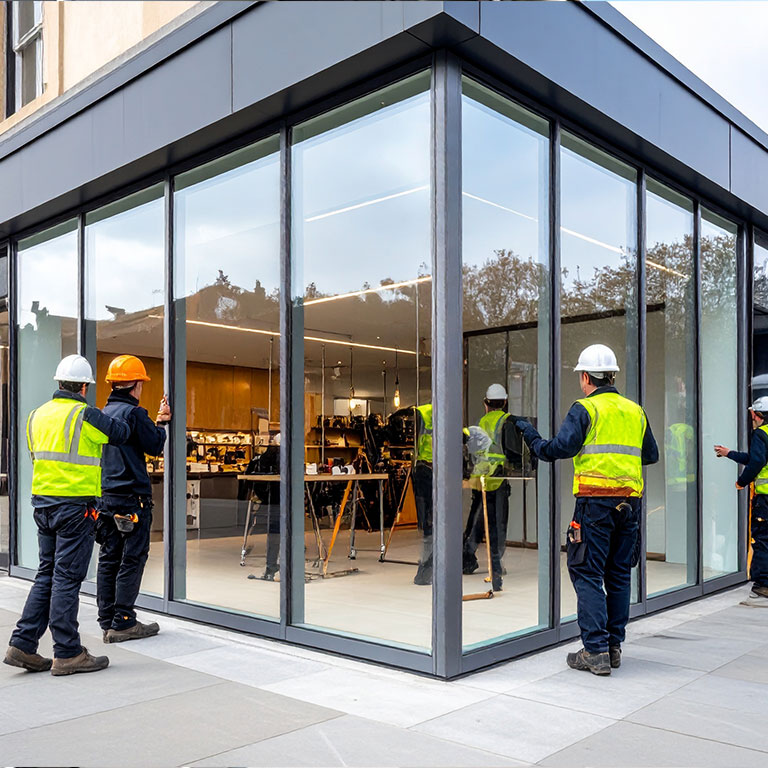 Toughened glass shopfront installation in Stoke-on-Trent by Allied Shopfront Shutter